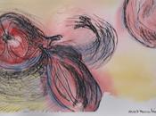 Fruits technique mixte aquarelle encre Chine