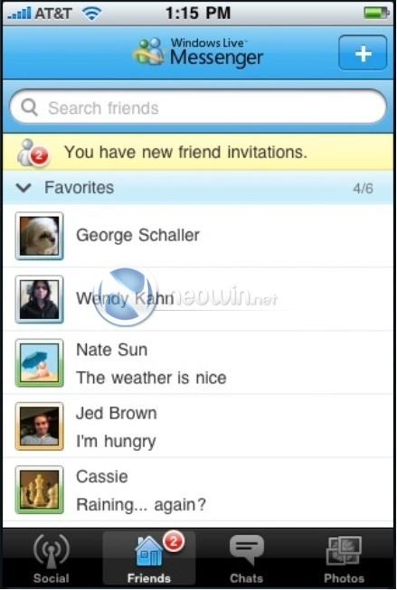 Windows Live Messenger pour iPhone – les 1ères images..