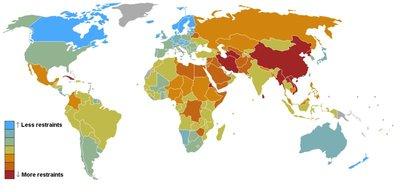 Classement mondial de la liberté de la presse, 2008. Document de Reporters sans frontières.