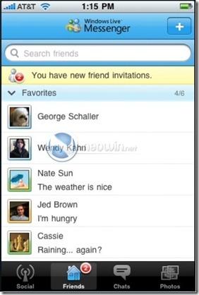 iphonewindowslivemessenger1 thumb Windows Live Messenger sur l’Iphone