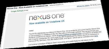 Le Nexus One arrive chez Vodafone