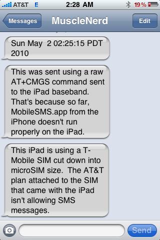 SMS envoyé depuis un iPad 3G par MuscleNerd