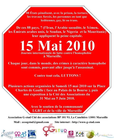 Journée internationale de lutte contre l'homophobie organisée à Marseille.