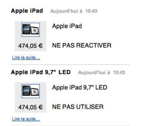 Fuite des prix pour l'iPad en France...