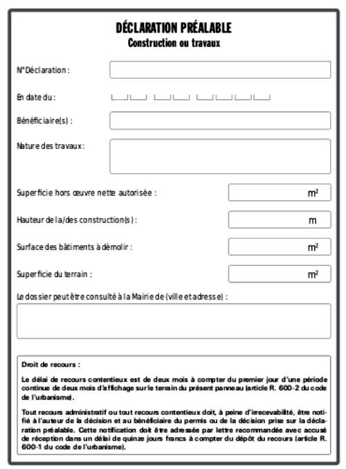 Cerfa pour une déclaration préalable