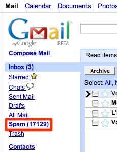 Quand l'anti spam de gmail passe les mail en spam alors qu'ils ne le sont pas / nonspam