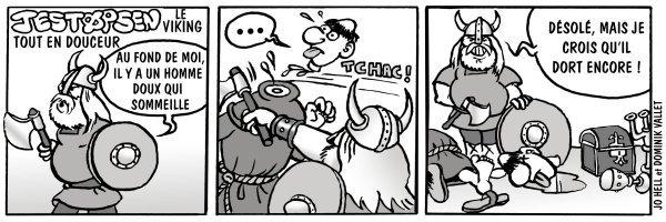 Tags : Jestopsen le viking, normand, Thor, Odin, Normandie, drakkar, strip humoristique, Capt'ain Swing, Mon Journal Multimédias, Jestopsen le viking, Thor héros, Jo Hell, Dominik Vallet, album, bd, bande dessinée, Groënland, humour, parodie, caricature, chasse, chasseur, mammouth