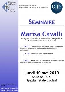 Séminaire de Marisa Cavalli aujourd'hui à l'Université de Cors