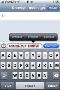 iPhone Firmware 4.0 : Nouveau correcteur orthographique