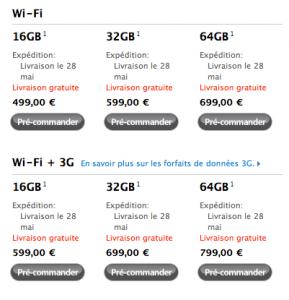 Pré-commandes de l’iPad ouvertes