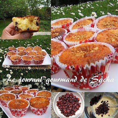 Muffins aux cranberries séchées et amande amère