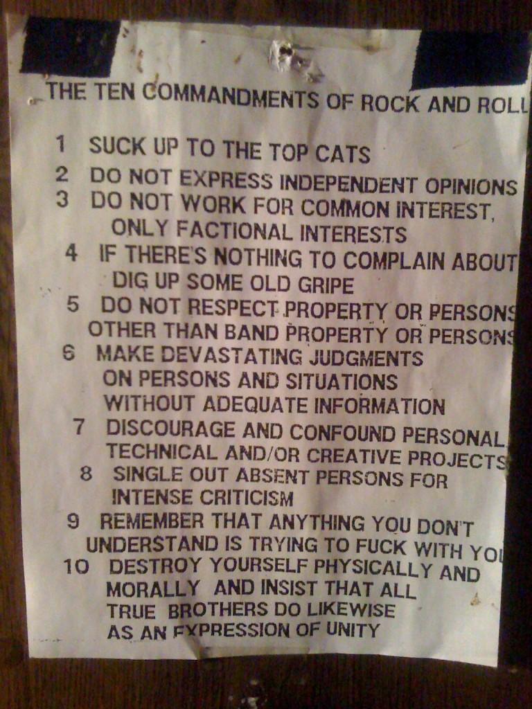 Les 10 commandements du Rock’n Roll (pour un roadie)