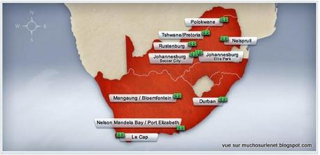 Les Stades de la Coupe du Monde 2010 en Afrique du Sud.
