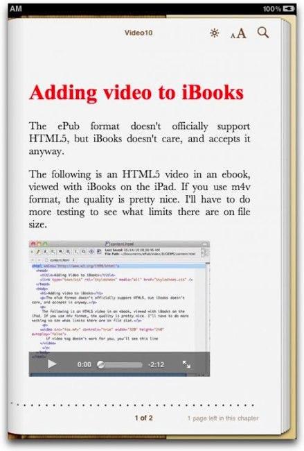 iBooks : insérer des vidéos dans un fichier ePub