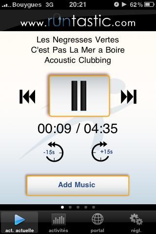 runtastic PRO - Mode iPod Test de l’application ‘runtastic PRO’ pour iPhone