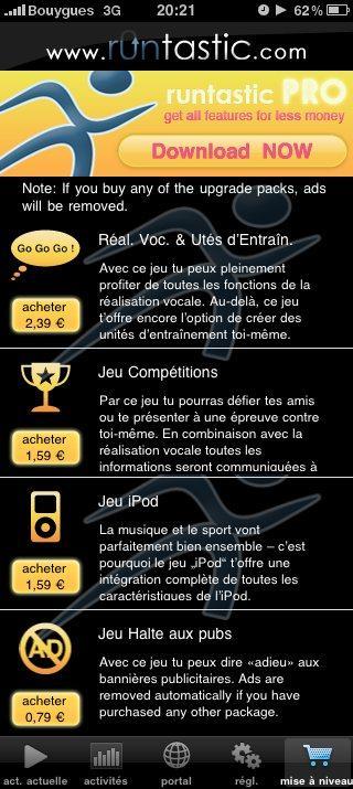 runtastic PRO - Upgrades Test de l’application ‘runtastic PRO’ pour iPhone