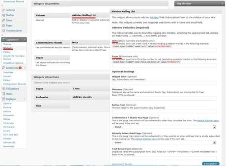 Comment vendre ses produits via Aweber– Partie 2 wordpress aweber