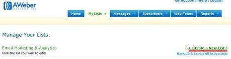 Comment vendre ses produits via Aweber– Partie 2 creation nouvelle liste aweber