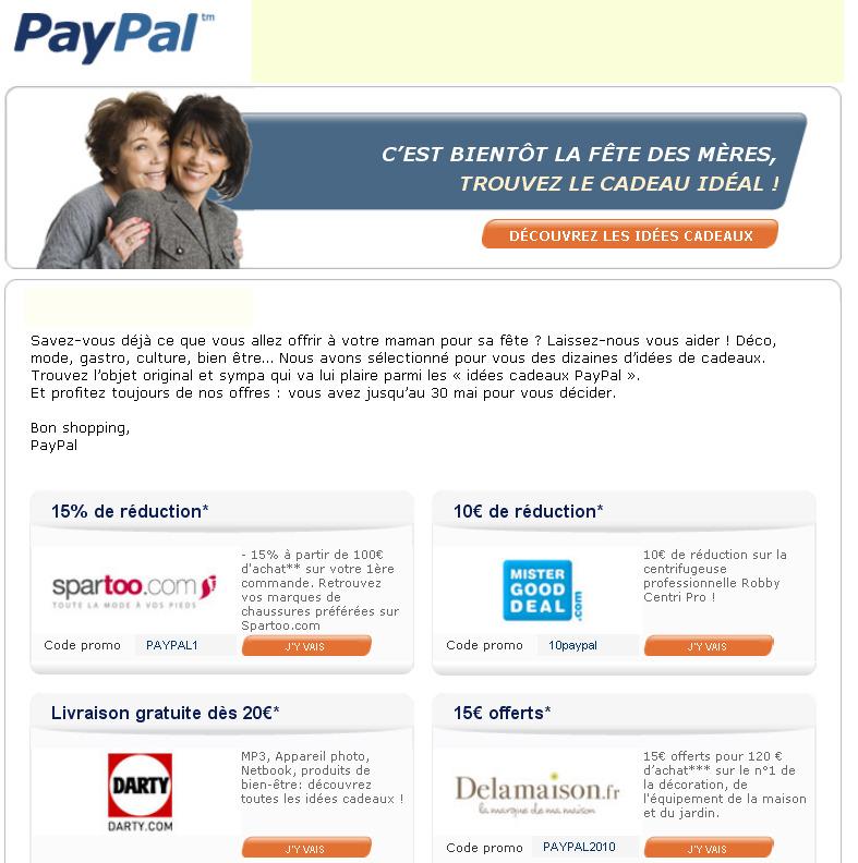 Paypal anticipe la fête des mères