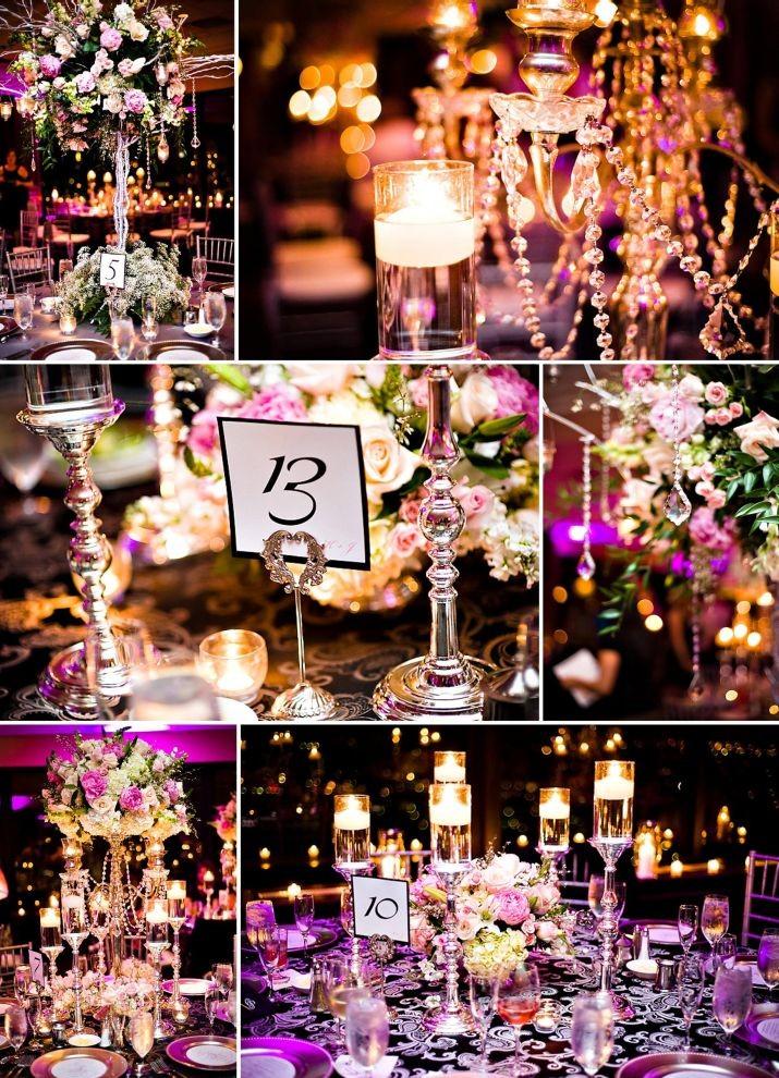 Vrai mariage noir blanc et violet luxueux