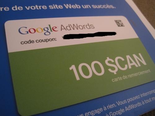 Cadeaux de Google AdWords de 100$ !