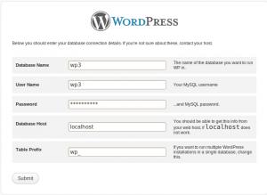 WordPress 3 page3 conf mysql 300x219 Aperçu des fonctionnalités, Installation et test de Wordpress 3.0 beta 2