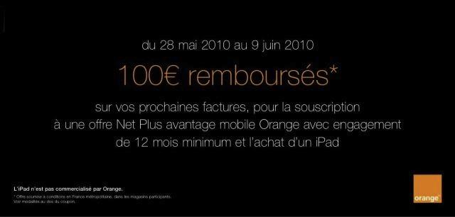 100 € de rembourser sur votre iPad...