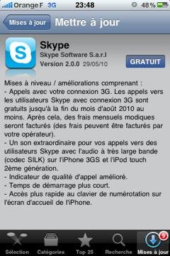 Skype v2 fonctionne via la connexion 3G !