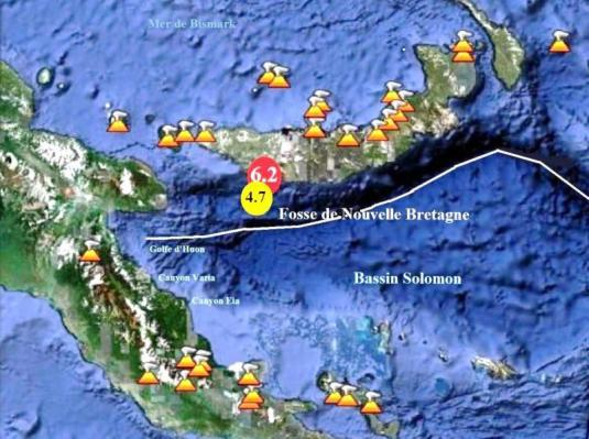 , un séismLe 02 Juin 2010e de magnitude 6,2 réactive le volcanisme sur l'île de Nouvelle Bretagne en Papouasie Nouvelle Guinée.