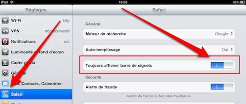 barre des signets 1 10 astuces pour votre iPad
