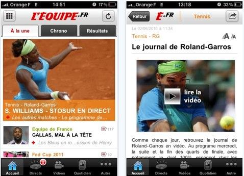 L’Equipe pour iPhone passe en version 3.0