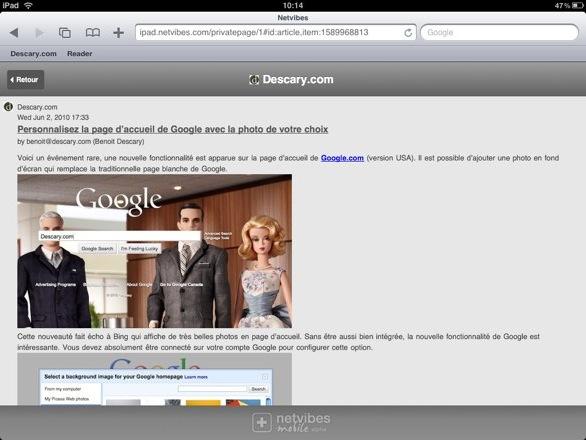 netvibes ipad 2 Netvibes lance une version iPad 