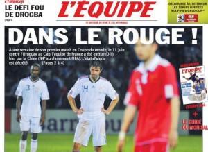 la-une-de-l-equipe-samedi Les Bleus se sont assassiner