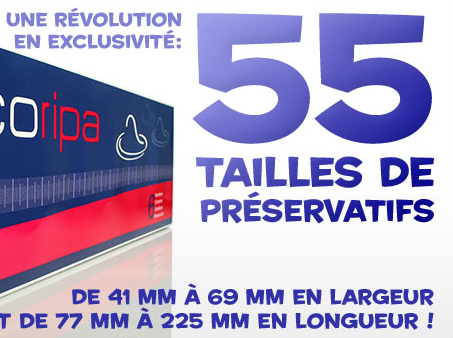 55 tailles de préservatifs. Rien que ça
