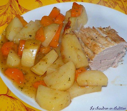 filet mignon aux pommes de terre et carottes