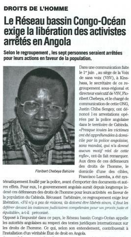 [News]: Floribert CHEBEYA, Mort pour la cause Cabindaise ? Disparition d’un activiste des droits de l’homme…