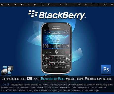 RIM Blackberry PSD by DigitalPhenom Mobility Mockup PSD   Eléments pour maquettes d’applications Web ou mobiles