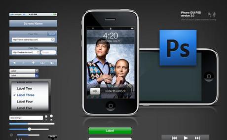 iphonegui 3 0 Mobility Mockup PSD   Eléments pour maquettes d’applications Web ou mobiles