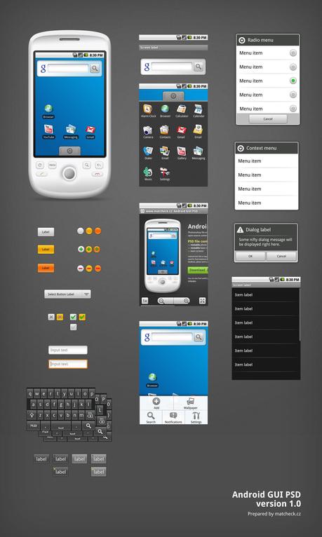 androidguipsd v1.0 Mobility Mockup PSD   Eléments pour maquettes d’applications Web ou mobiles