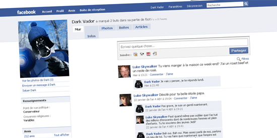 Dark Vador sur Facebook