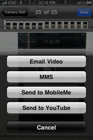 L'export vidéo vers Facebook pour iOS4?