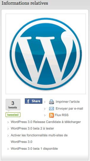 Capture d'écran - WordPress Channel, liste des articles relatifs
