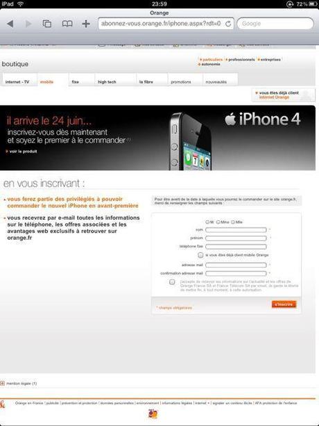 Bouygues – Sfr – Orange – Fnac: Les réservations pour l’iPhone 4 sont Ouvertes..