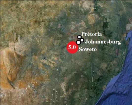 14 Juin 2010, Tremblement de terre en Afrique du Sud, près de Soweto.