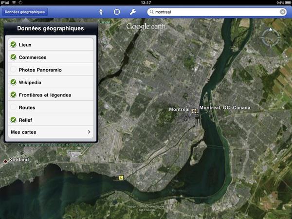 google earth ipad 2 Google Earth pour iPad, gratuit et super intéressant!