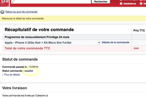 SFR a déjà commencé à expédier l’iPhone 4 ?