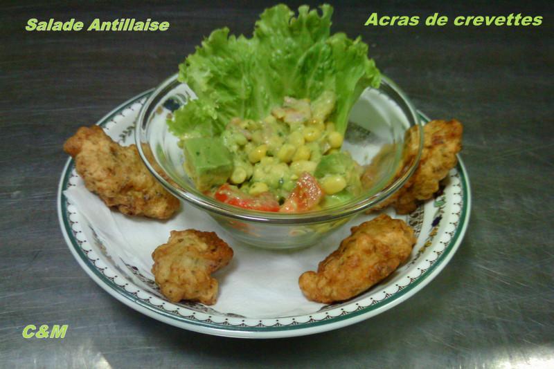 Salade Antillaise et acras de crevettes