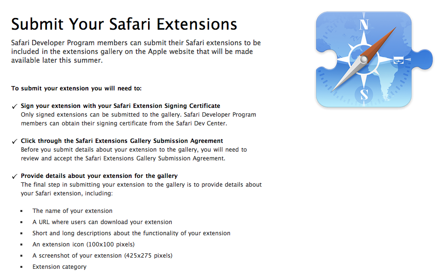 Safari : Les développeurs peuvent soumettre leurs extensions