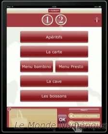 Première en Europe, la Carte et menu électronique sur l’iPad