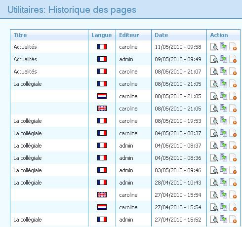 L'historique des pages de votre CMS